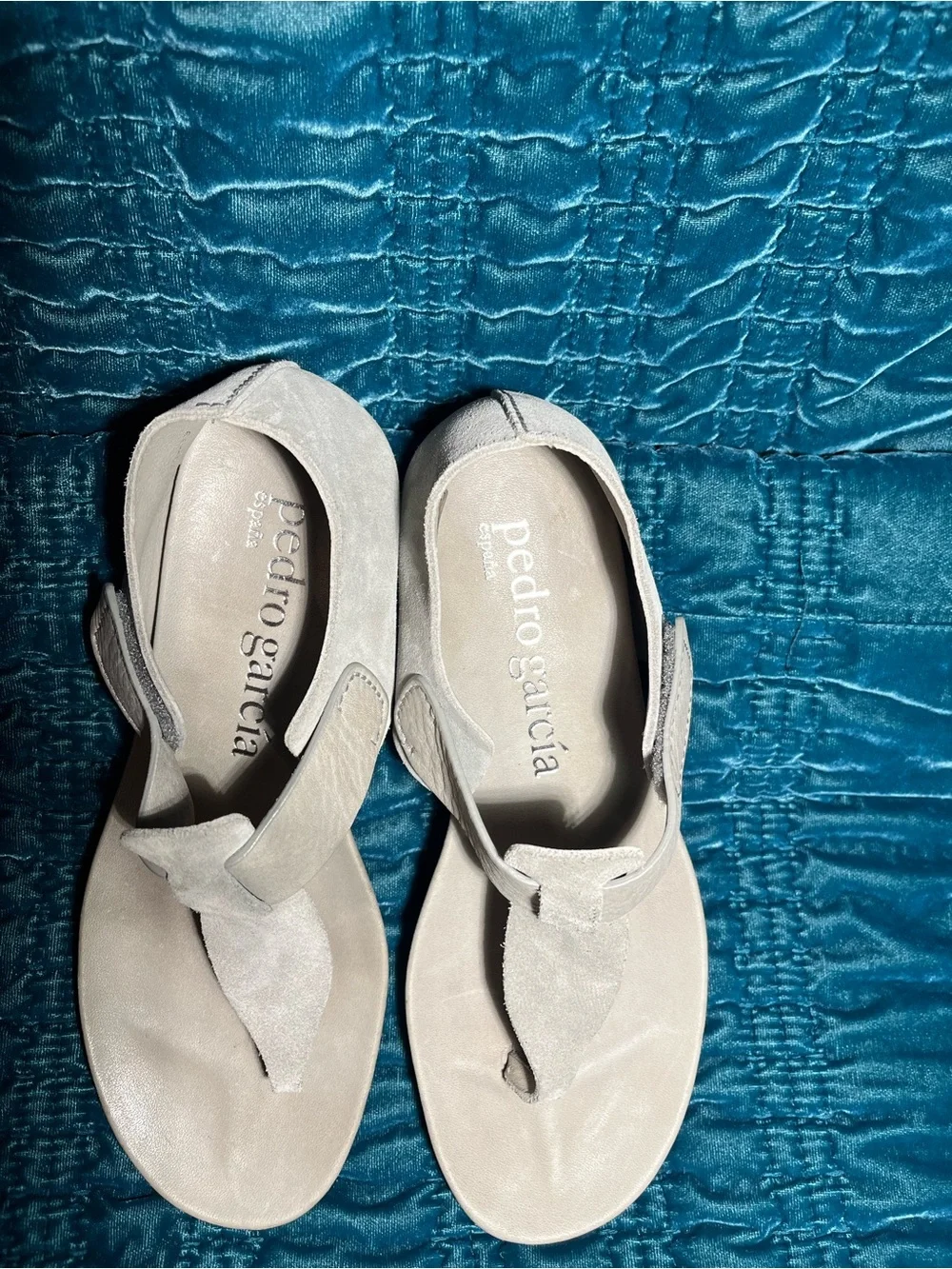 Pedro Garcia Beige Suede Thong Sandals